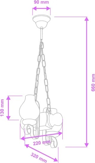 Lustră pe lanț Brilagi RUSTIC 2xE14/40W/230V fag