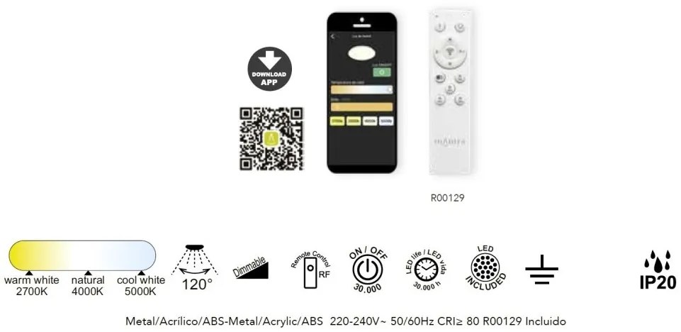 Plafoniera LED Smart dimabila cu telecomanda COIN 34x34cm lemn