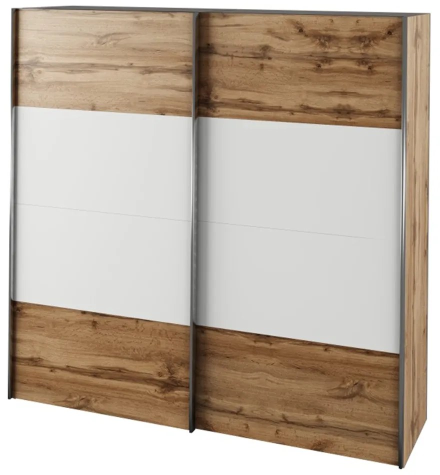 Set dormitor (pat 180x200 cm), stejar wotan/ alb, GABRIELA NEW