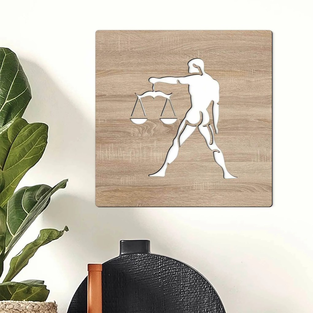 DUBLEZ | Decorațiune din lemn pentru perete - Zodia Balanță