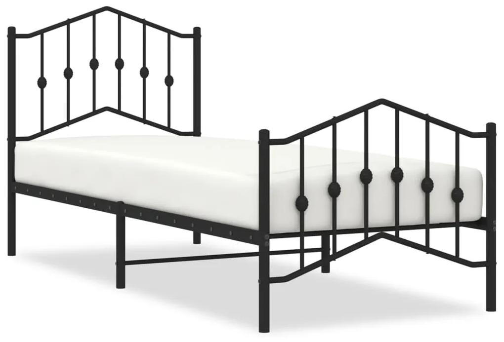 373799 vidaXL Cadru pat metalic cu tăblii de cap/picioare  negru, 90x190 cm