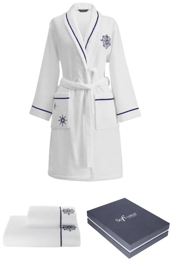 Halat pentru femei MARINE LADY + prosop + prosop de corp + cutie cadou XL Albastru închis / Navy