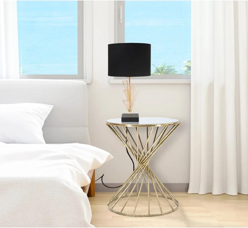 Veioză Mauro Ferretti Glam Olig, înălțime 45 cm, negru-auriu