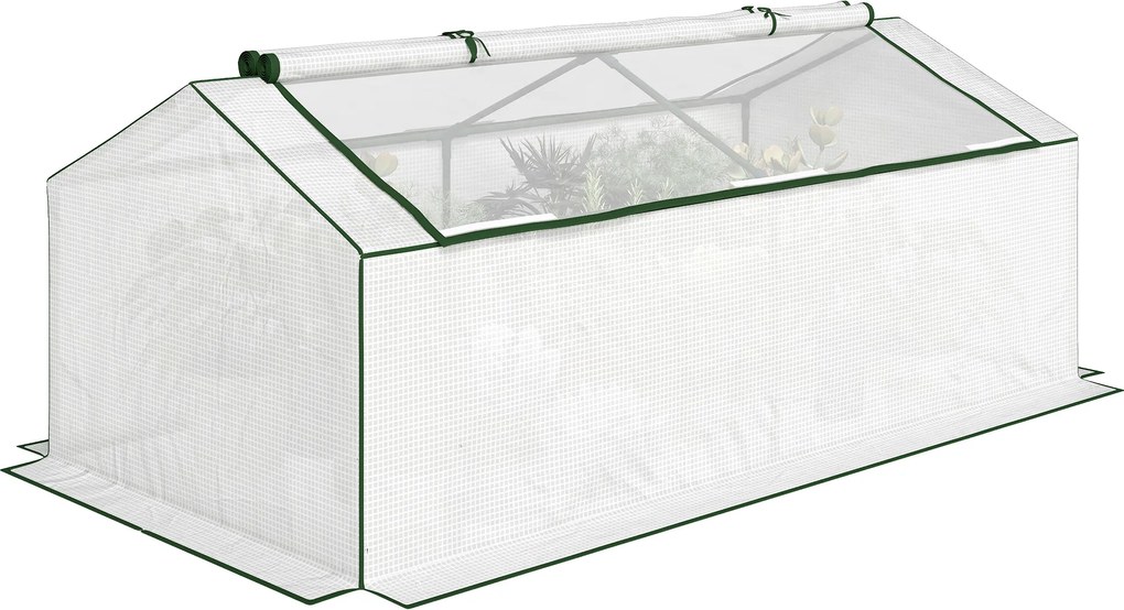 Outsunny Seră cu folie PE cu fereastră, seră din folie rezistentă la iarnă, seră 180 x 90 x 70cm Alb | Aosom Romania