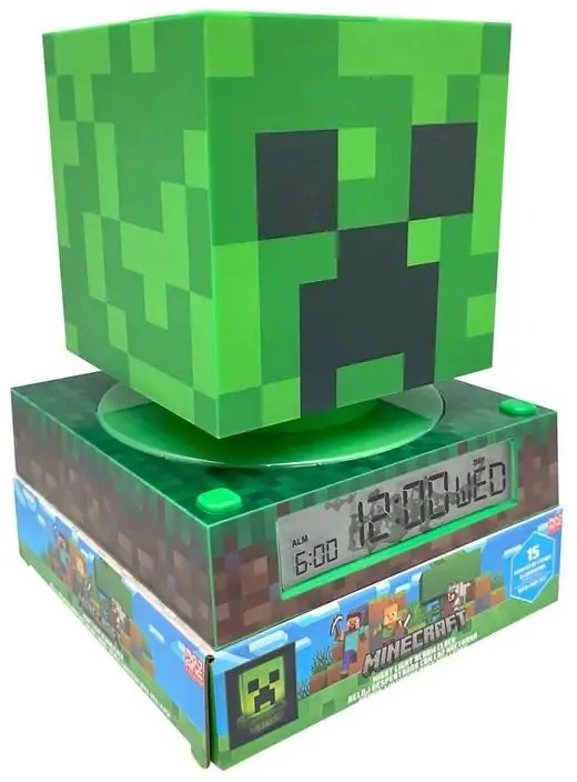 Minecraft Creeper Lumină de noapte 3D și ceas deșteptător