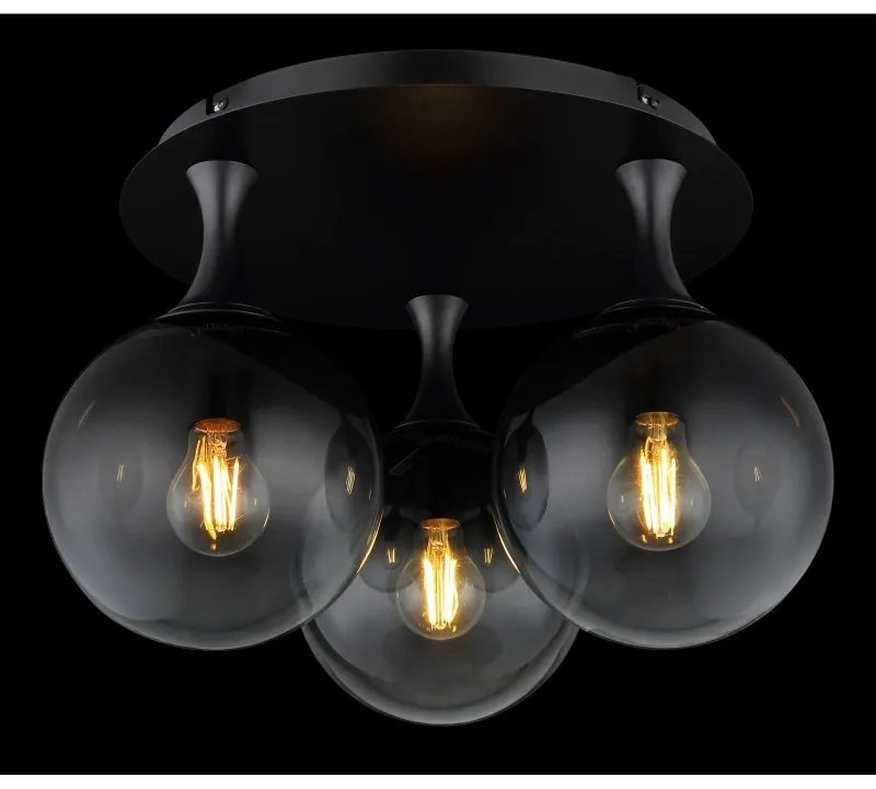 Plafoniera design modern DALTON 3L negru/fumuriu