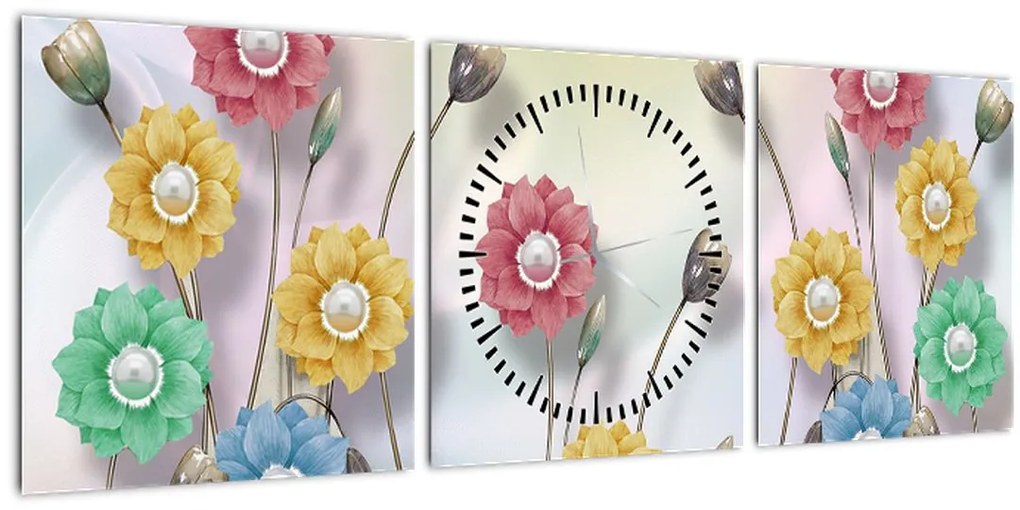 Tablou - Lunca colorată (cu ceas) (90x30 cm)