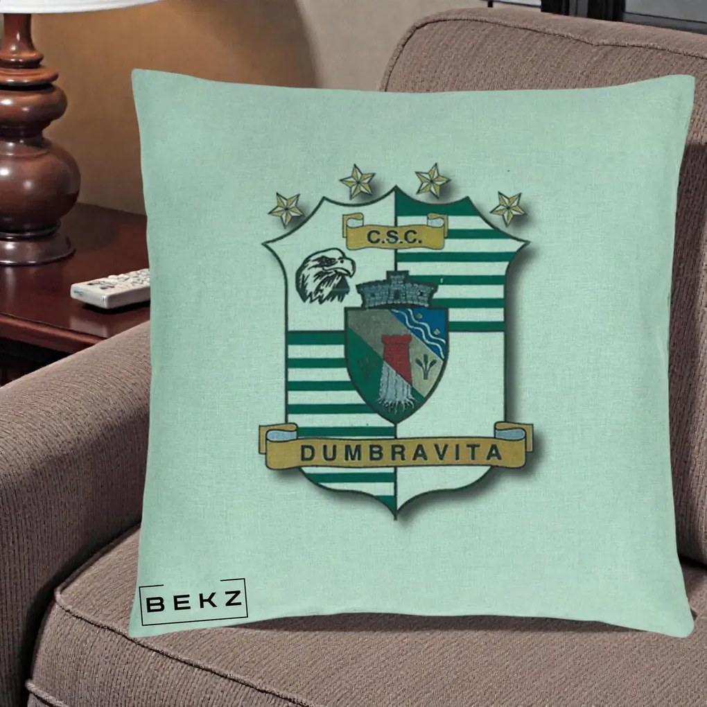 Perna Personalizata CSC Dumbravita Fotbal, 40x40 cm, Verde Menta, Husa Detasabila, Perna Inclusa, BEKZ®