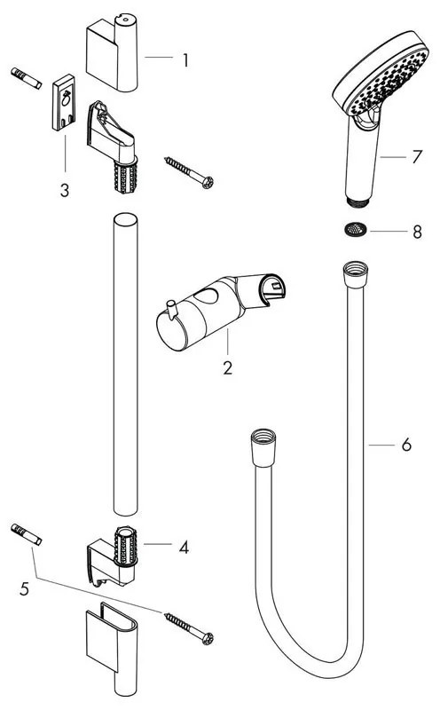 Set de dus cu bara 65 cm Hansgrohe, Vernis Blend Vario, cu furtun, negru mat