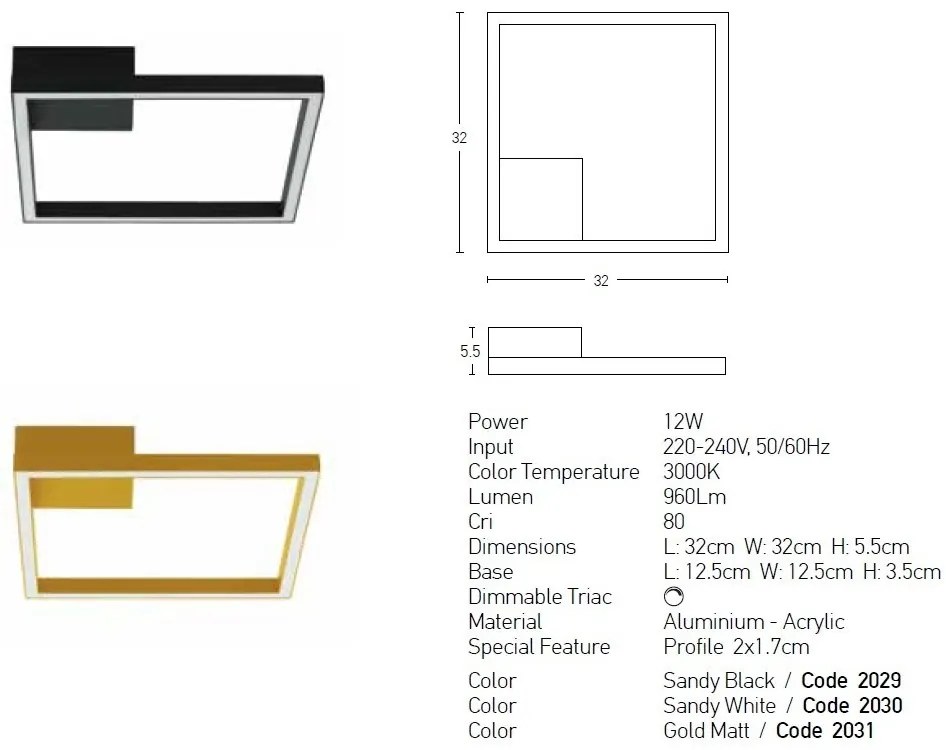 Aplica LED perete sau tavan design modern geometric Erick alb