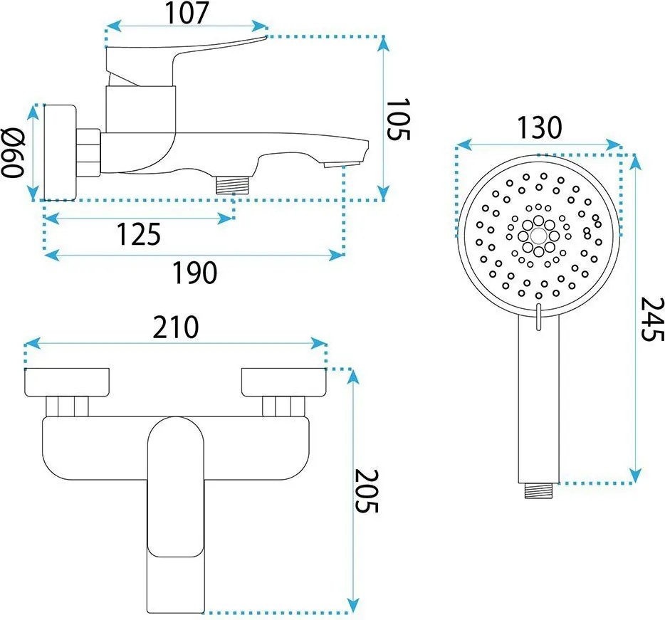 Baterie de cadă PREMIUM REA Vision Brush Copper