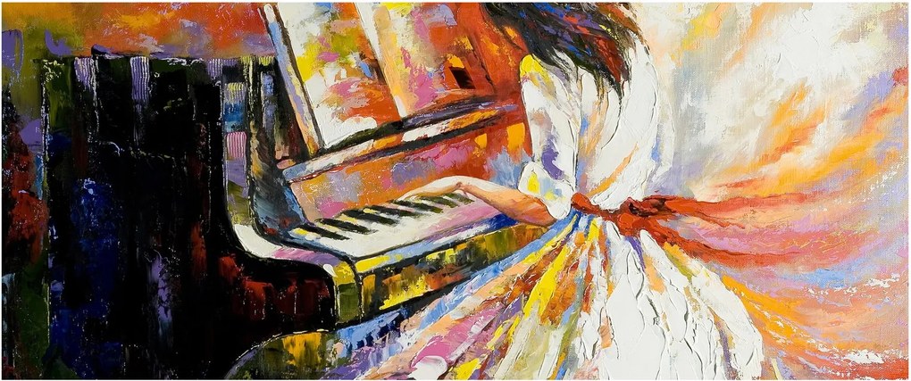 Tablou - Femeia cântând la pian (120x50 cm)