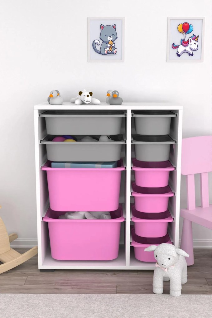 Organizator jucării Dremonka 10 (alb + Gri + roz). 1124246