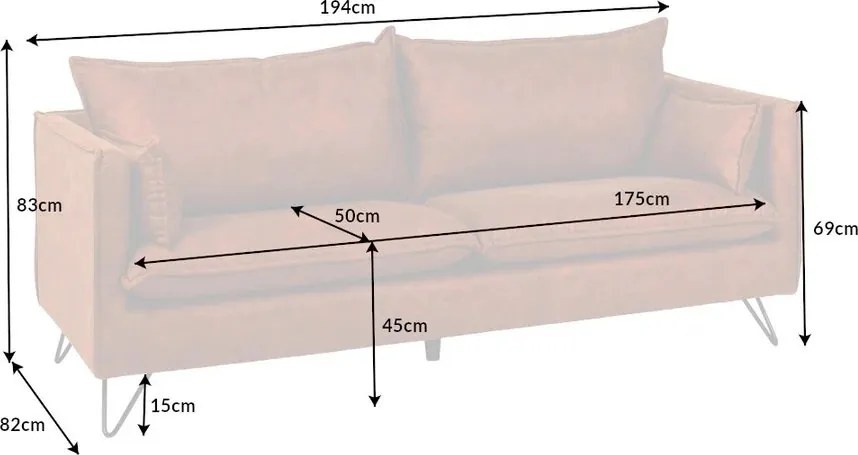 Canapea moderna, MIcrofibra, Maro Antic, ROCCO 195cm