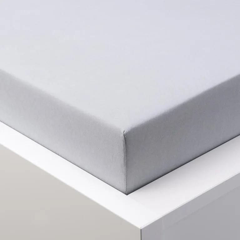 Cearşaf elastic jersey GRAND gri platină pat simplu