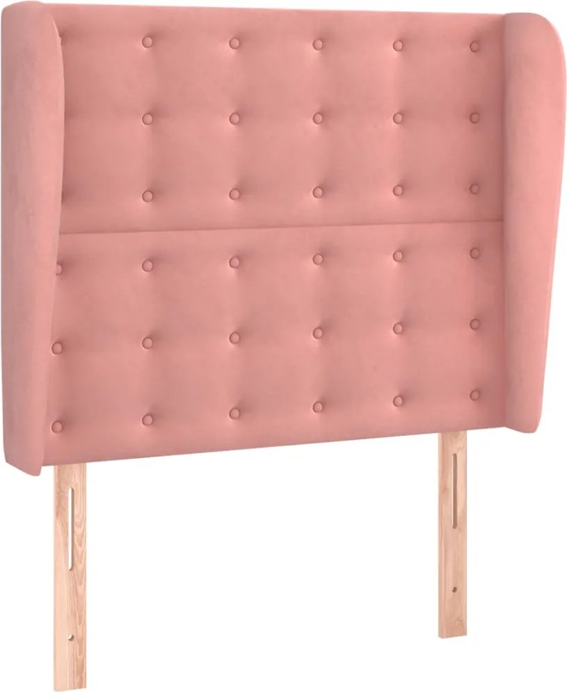 vidaXL Tăblie de pat cu aripioare, roz, 93x23x118/128 cm, catifea
