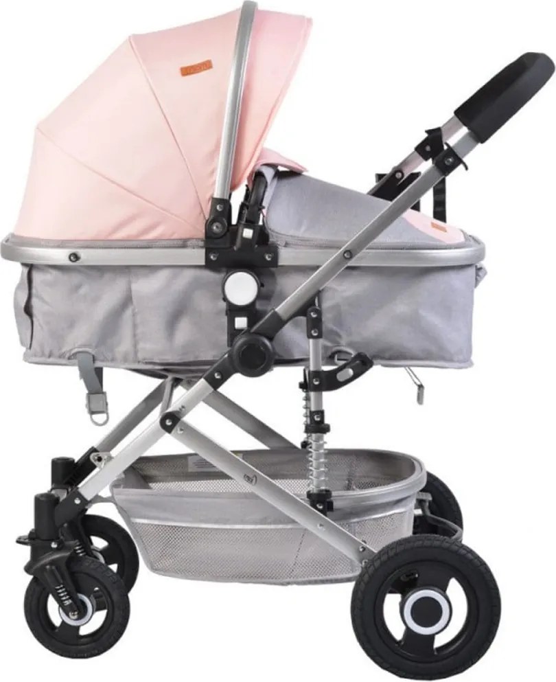 Carucior nou nascuti 2 in 1 NOVOKIDS™ Ciarra Silver PRO , Cu geanta bebe, Cadru Aluminiu , Amortizoare, Roti din cauciuc plin AVE, Landou, Modul
