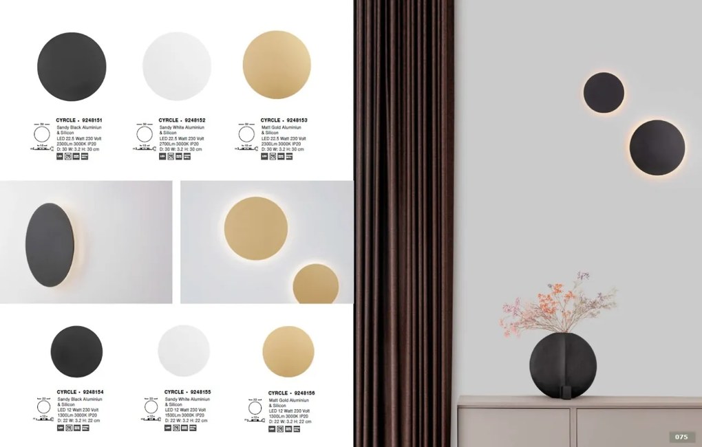Aplica LED de perete design ambiental CYRCLE 30cm alba