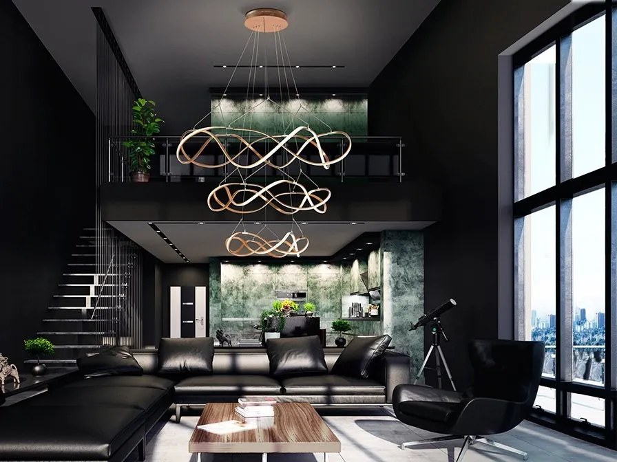 Lustra LED dimabila XXL pentru casa scarii design lux 110cm Molly aurie