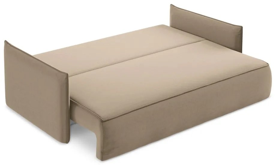 Canapea maro deschis extensibilă/cu spațiu de depozitare cu tapițerie din catifea 225 cm Hula – Makamii