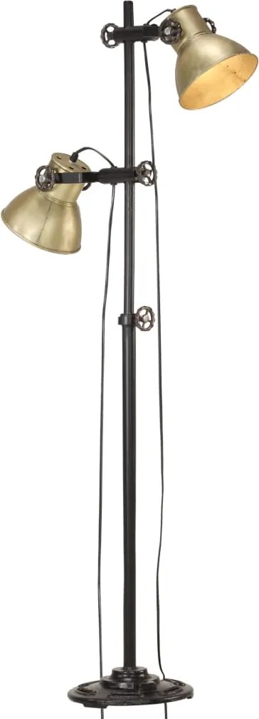 vidaXL Lampă de podea cu 2 abajururi, arămiu, E27, fontă