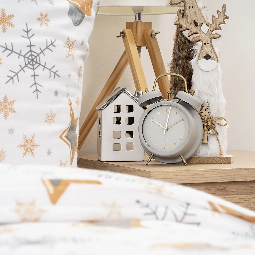 Lenjerie de pat din flanel 4Home Golden Xmas Night, 220 x 200 cm, 2 buc. 70 x 90 cm