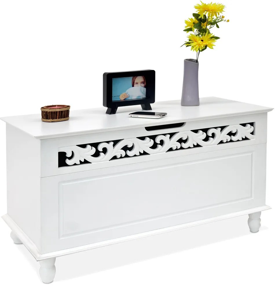 Ladă din lemn JERSEY, 80x40x48cm, alb Casaria