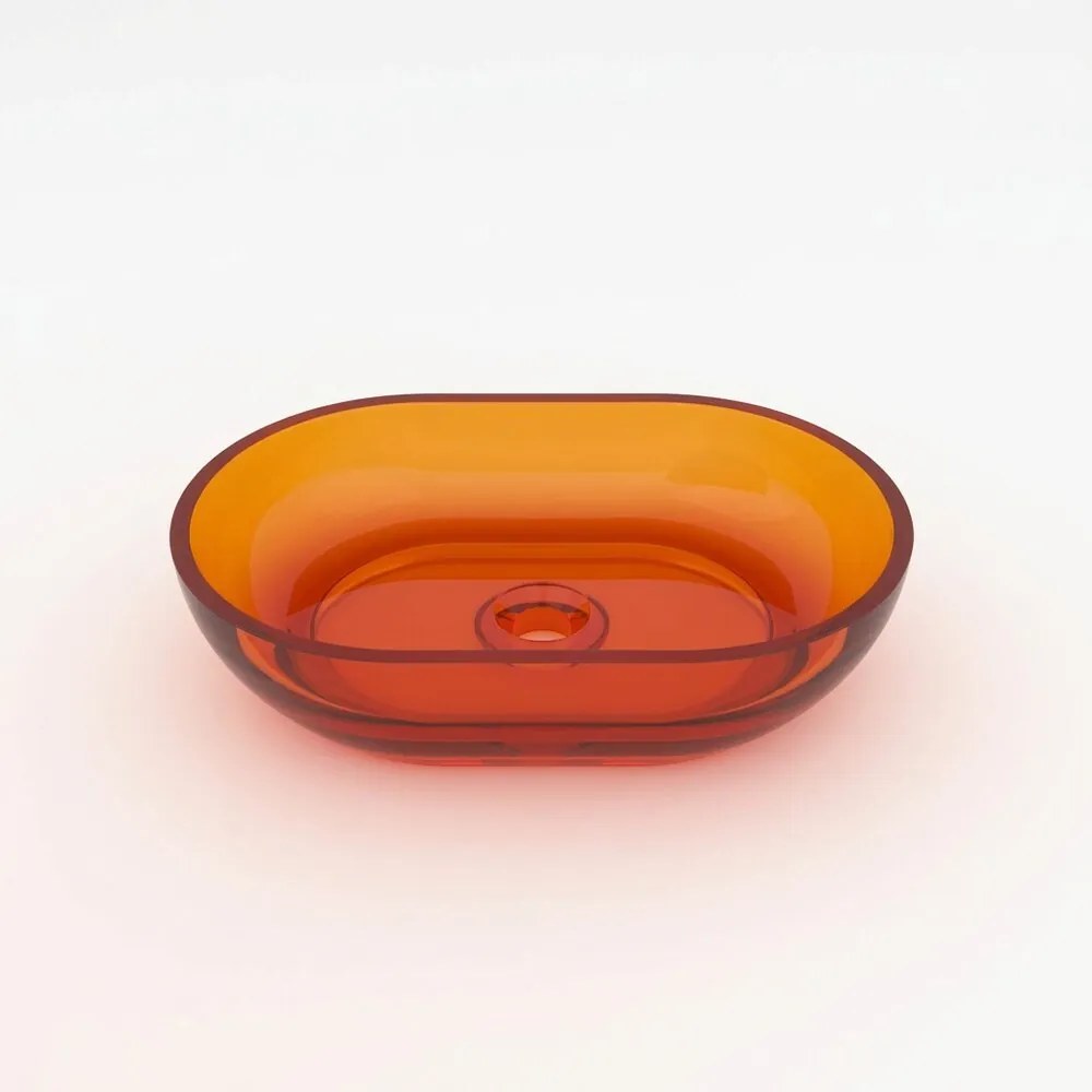 Lavoar pe blat Rune Mond oval 58 cm rasina transparenta - portocaliu