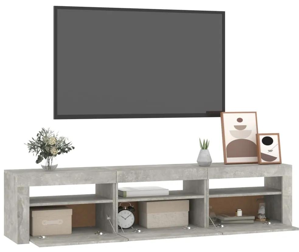 Comoda TV cu lumini LED, gri beton, 180x35x40 cm 1, Gri beton, 180 x 35 x 40 cm
