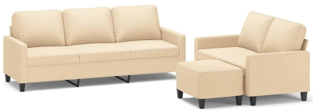 3153731 vidaXL Set de canapele cu perne, 3 piese, crem, textil