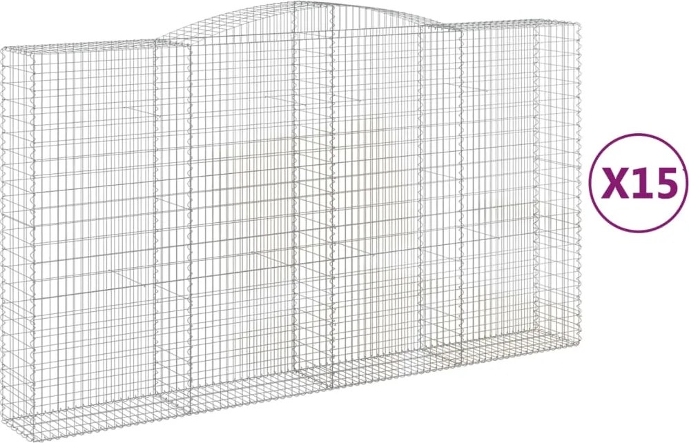 vidaXL Coșuri gabion arcuite, 15 buc 400x50x220/240cm, fier galvanizat