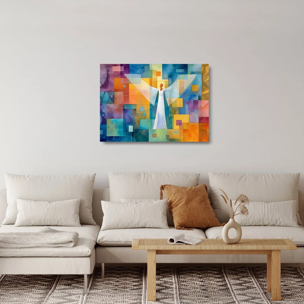 Tablou pe sticlă - Înger geometric (70x50 cm)