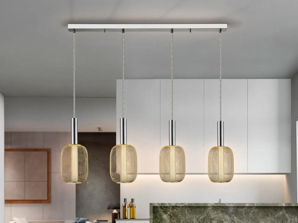 Lustra cu 4 pendule LED design modern Micron crom/auriu SV-413756