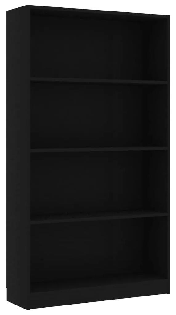 800910 vidaXL Bibliotecă cu 4 rafturi, negru, 80x24x142 cm, PAL