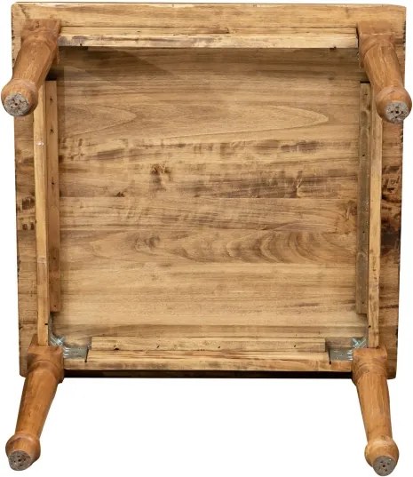 Masa fixa, L90 90 H78 cm, culoare natur antichizat, Lemn Masiv
