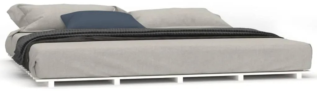 824579 vidaXL Cadru de pat, alb, 160x200 cm, lemn masiv de pin