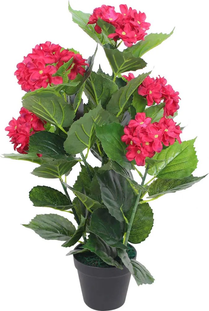 vidaXL Hortensie artificială cu ghiveci 60 cm, roșie