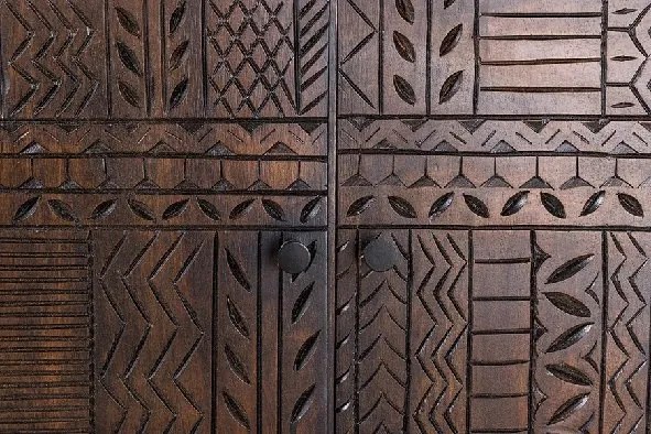 Comoda lemn de mango relief 3D TRIBAL 180cm