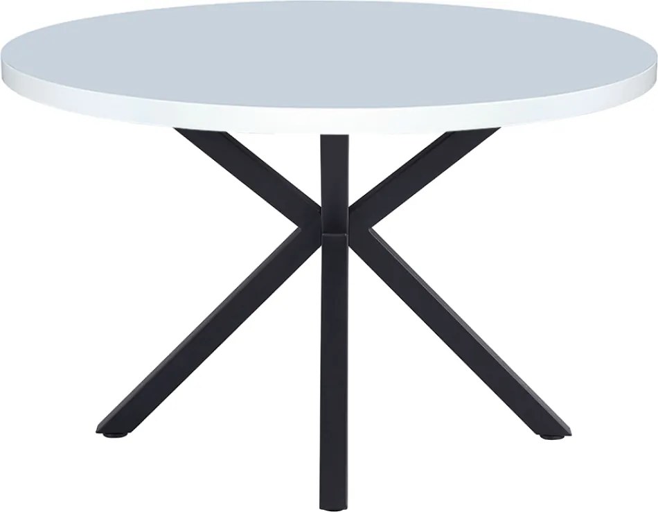 Masă de sufragerie, alb mat/ negru, diametru 120 cm, MEDOR