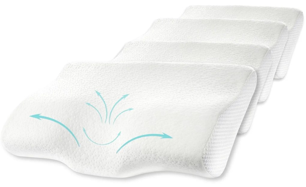 Set 4X perne cu suport cervical din spuma cu memorie pentru copii 12-16 ani Suporto®️ 50x30, cu perforatii