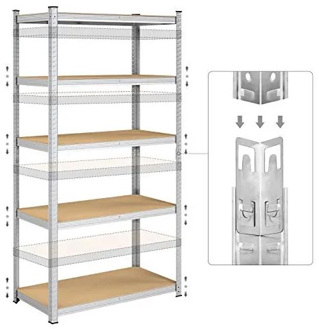 Set 2 rafturi metalice, Songmics, Argintiu, 200x100x50