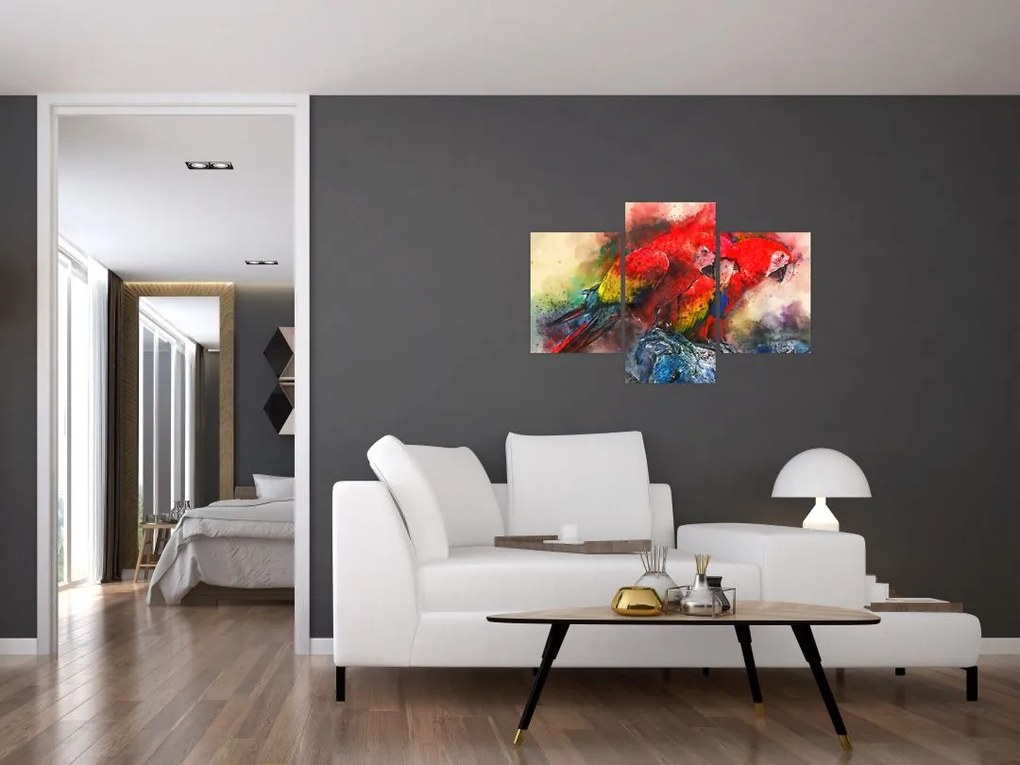 Tablou - Papagali roșii ara (90x60 cm)