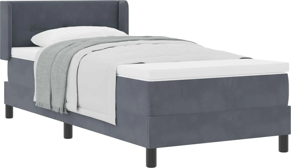 vidaXL Pat cu arcuri cu saltea Gri închis 200 x 80 cm Catifea