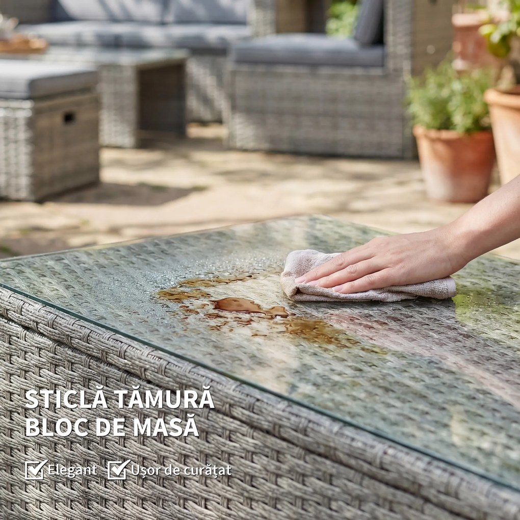 Outsunny Set de Grădină din Ratan 6 Locuri, Design Compact, Gri Închis | Aosom Romania