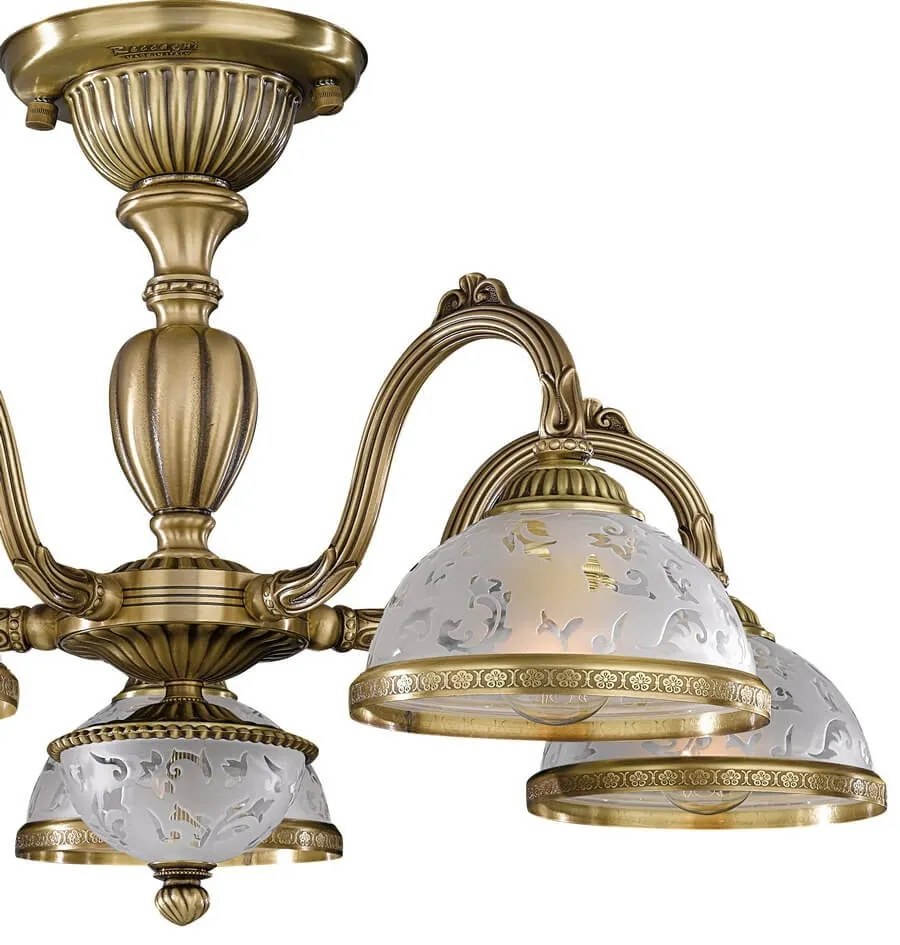 Lustra aplicata cu 5 brate design clasic din alama si sticla 6202