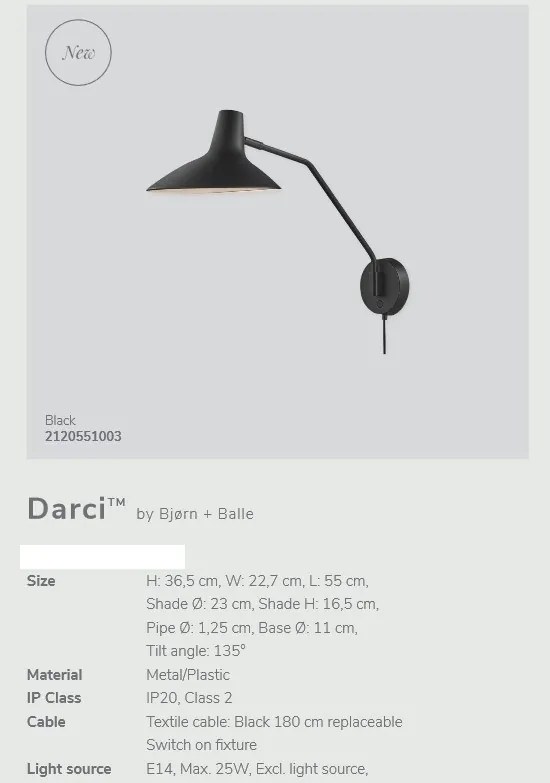 Aplica de perete design modern Darci 2120551003 NL