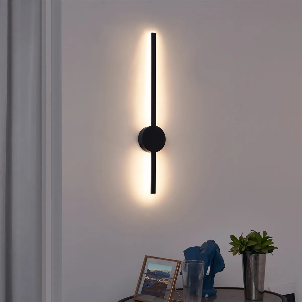 Lampă de perete modernă neagră 60 cm inclusiv LED - Clockwise