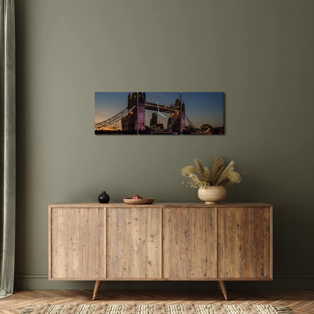Tablou - Tower bridge (cu ceas) (90x30 cm)