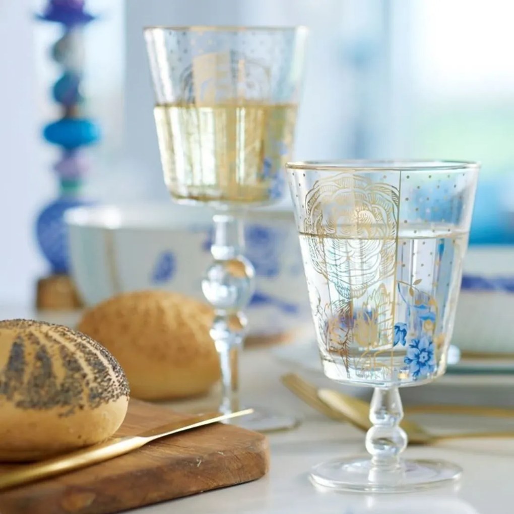 Pahar cu picior, Pip Studio, 360ml, Golden Dots, colecția Royal White