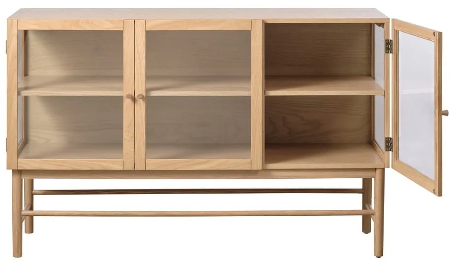 Vitrină din lemn de stejar 88x140 cm Elba – Unique Furniture